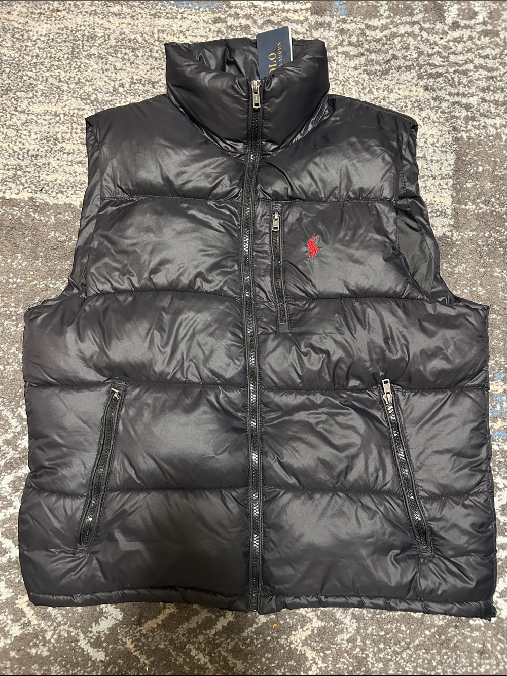 Polo by Ralph Lauren Black Quilted Puffer Vest with Red Pony
